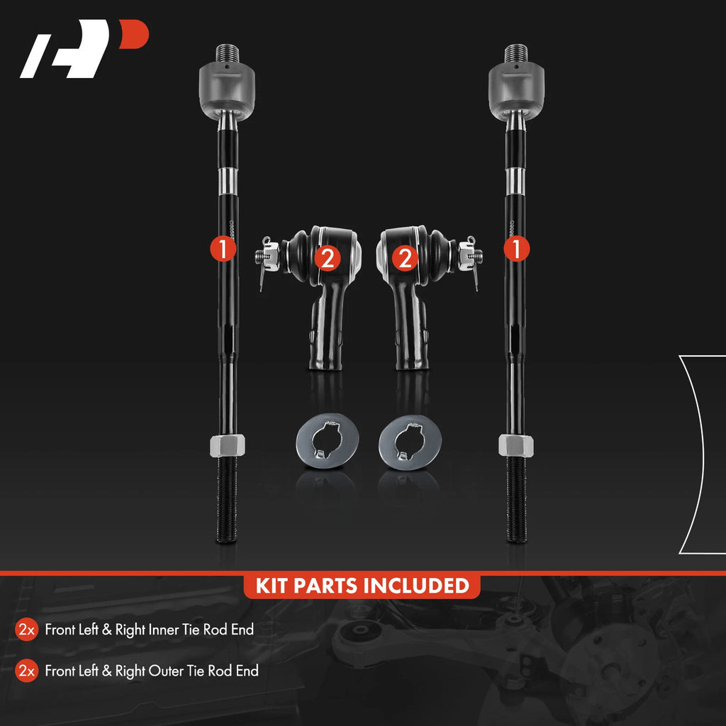 Set of 4 Outer & Inner Tie Rods for Mitsubishi Lancer (2002-2007)