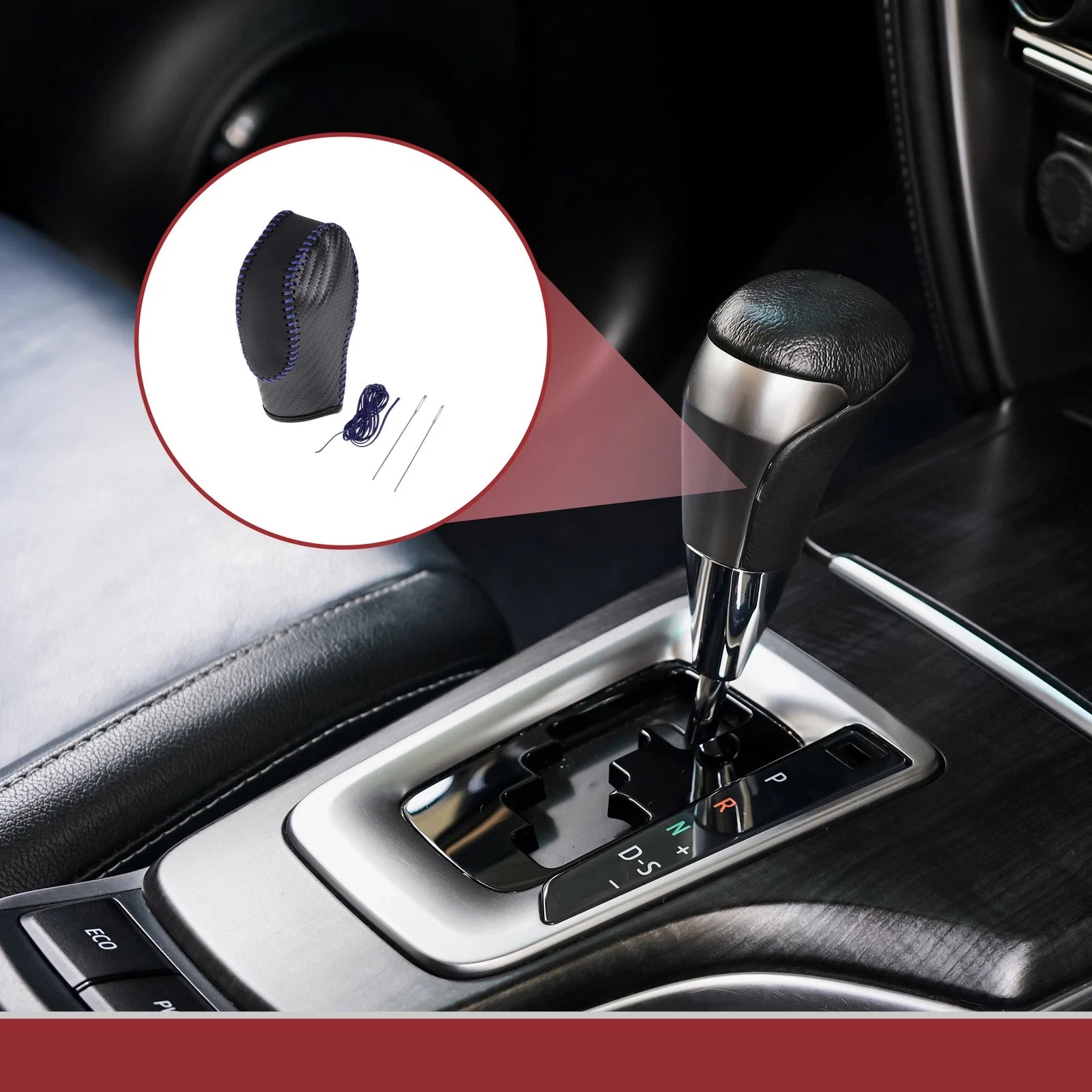 Gear Shift Knob Cover for Ford Fusion (2013–2016) Black Blue