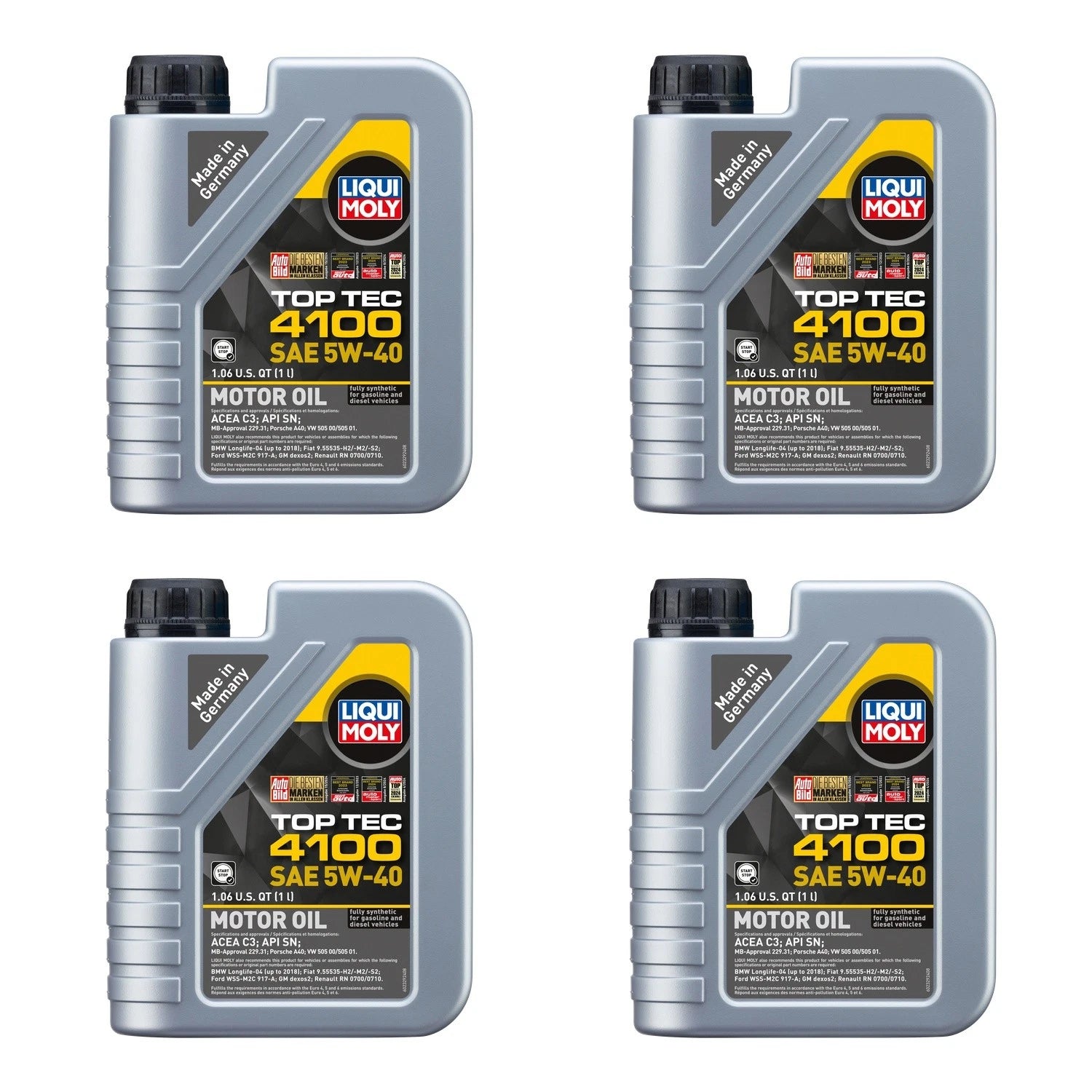 Set of 4 Liqui Moly Top Tec 4100 5W-40 Engine Motor Oil (4L)