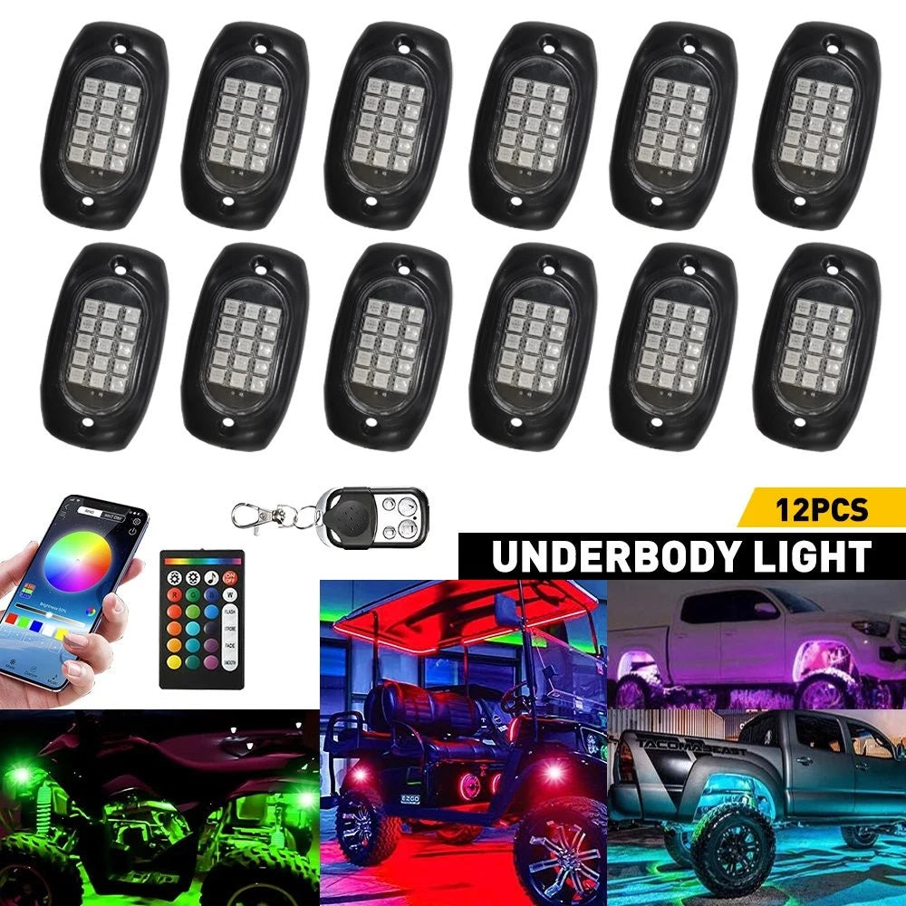 12x RGB LED Rock Lights for ATV (Offroad)