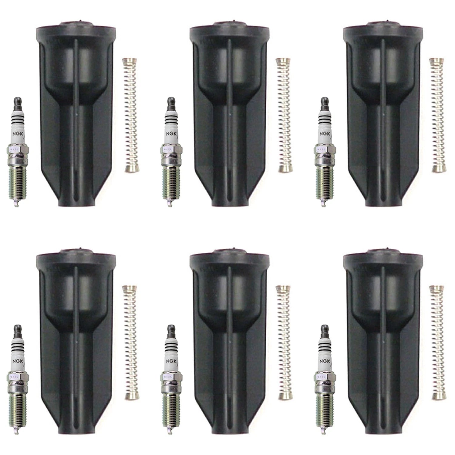 Set of 6 NGK Iridium IX Spark Plugs & Denso Coil Boots for Envoy Bravada (2002–2009)
