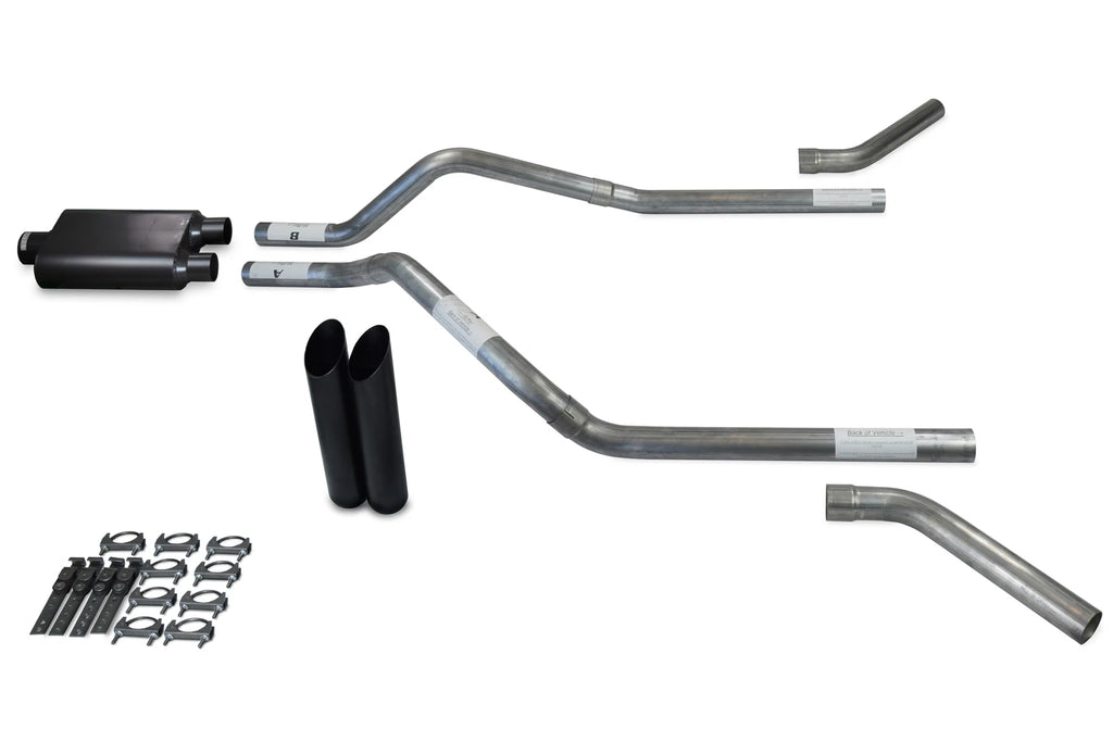 2.5" Dual Exhaust Kit for GMC Jimmy (2000–2004) - 2 Chamber, Black Tips, Corner Exit