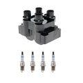 Set of 4 Hitachi Ignition Coils & Bosch Double Iridium Spark Plugs for Mazda 626 (1998–2002)