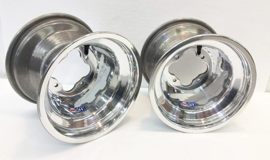 Pair of DWT Polished A5 Rolled Lip ATV Rear Wheels for Honda TRX 250R 450R (1986–2006)