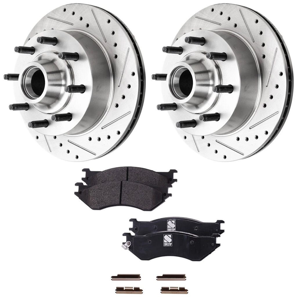Brake Disc and Pad Kit for Ford F-150 (2000–2003) Cross-drilled
