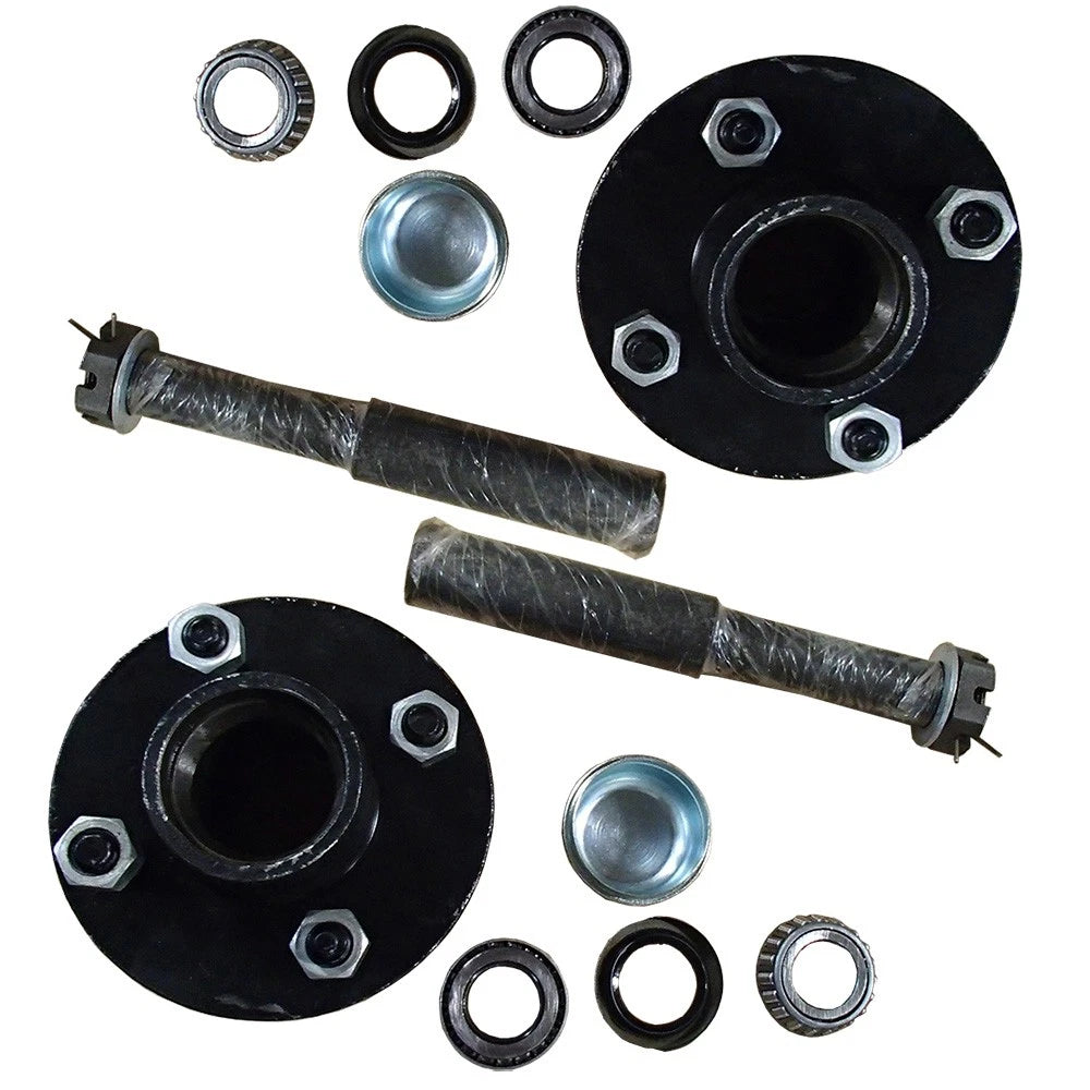 2X Trailer Axle Kits for 4 on 4" Bolt Idler Hub & 1" Round BT8 Spindle