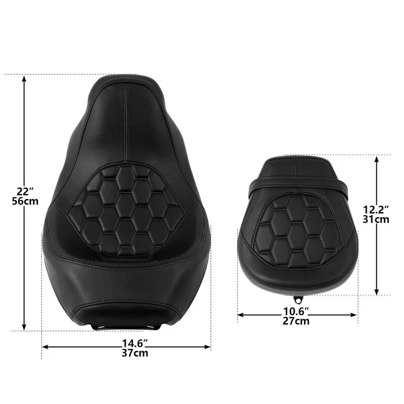 Driver & Passenger Seat for Harley Touring Street Glide (2009–2023) Black