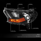 Factory Style Headlights for Ford Ranger XL XLT (2019–2023) Black/Amber
