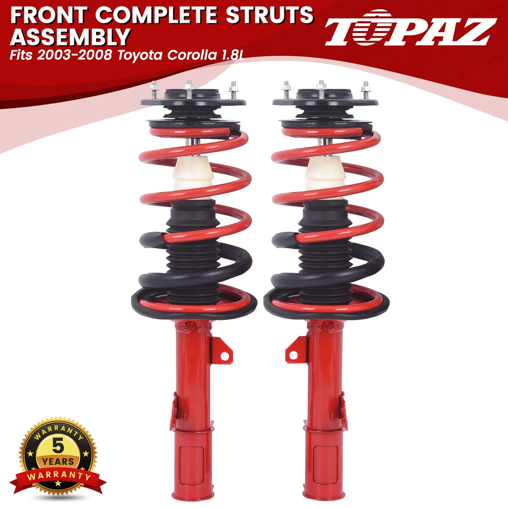 Pair Front Complete Shock Struts with Coil Spring for Toyota Corolla (2003–2008)