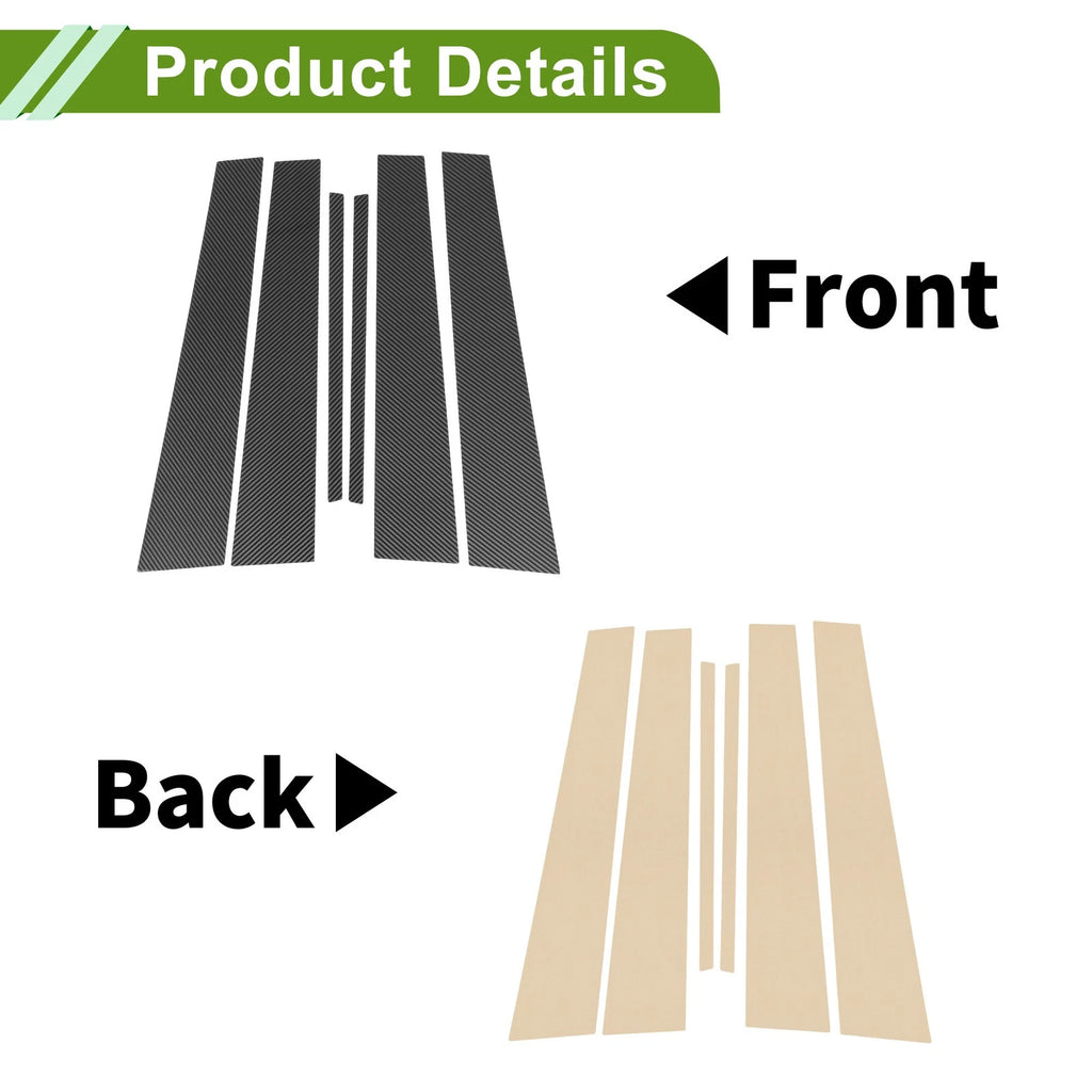 6 Pcs Pillar Window Trim for Chevy Malibu (2008–2012) Carbon Fiber Black