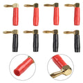 Set of 4 Gold Plated 4mm Banana Connectors 90 Degree Right Angle