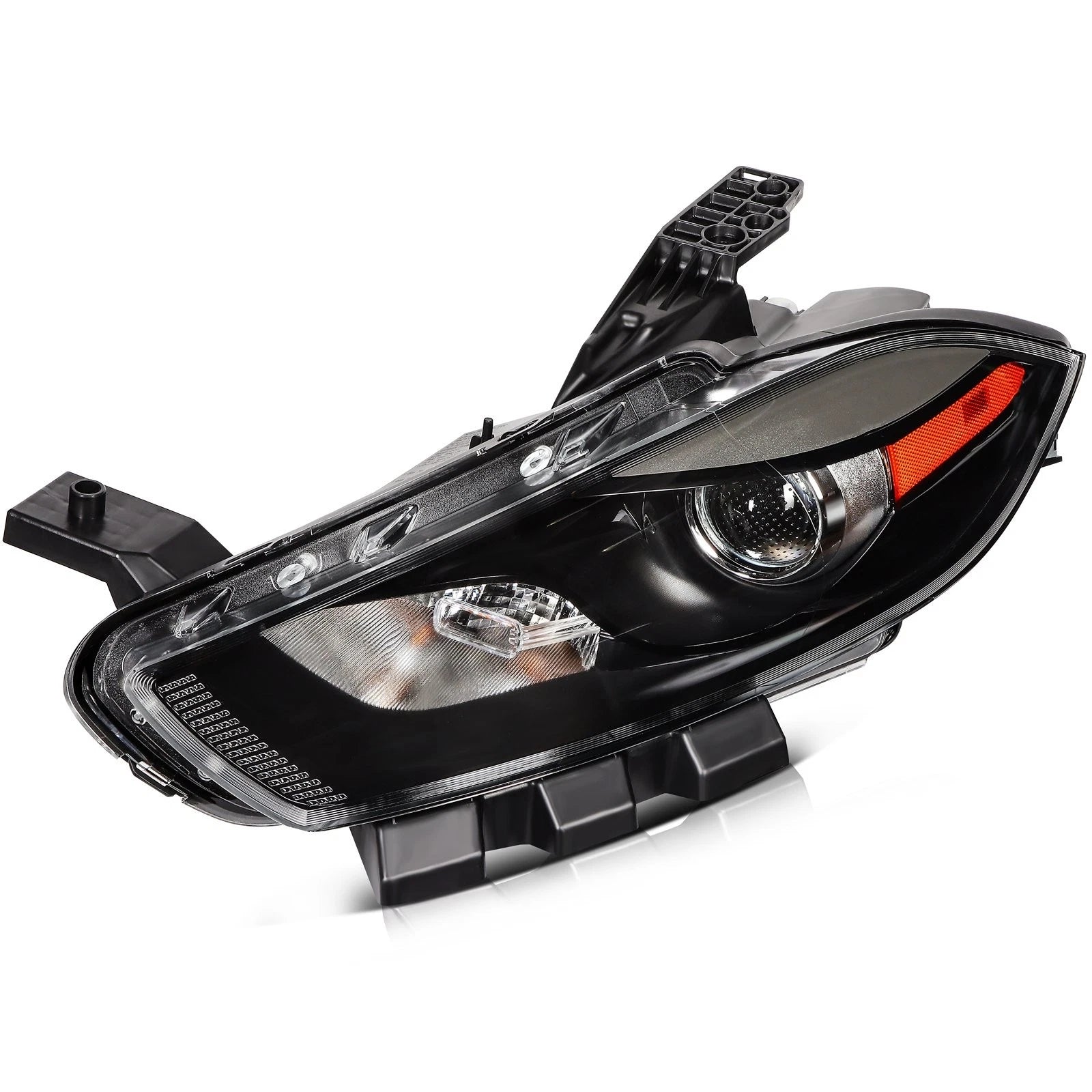 Headlight Assembly for Dodge Dart (2013–2016) Pair Left+Right Black Housing
