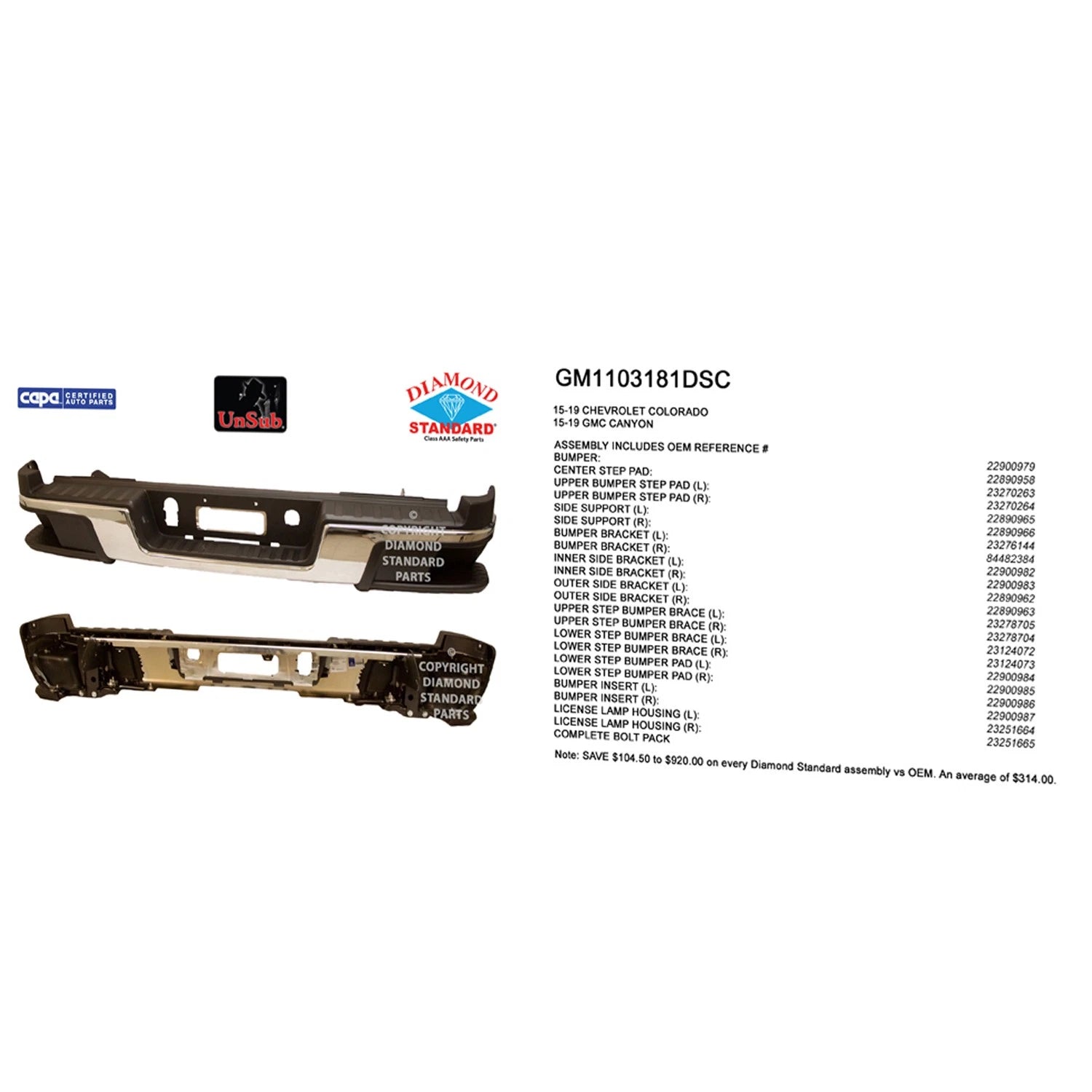 Rear Step Bumper Assembly Replacement Chrome Steel for Ford F-150 (2015–2020)