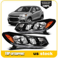 2Pcs Pair Front Headlights for Chevrolet Trax (2017–2022) Black Housing
