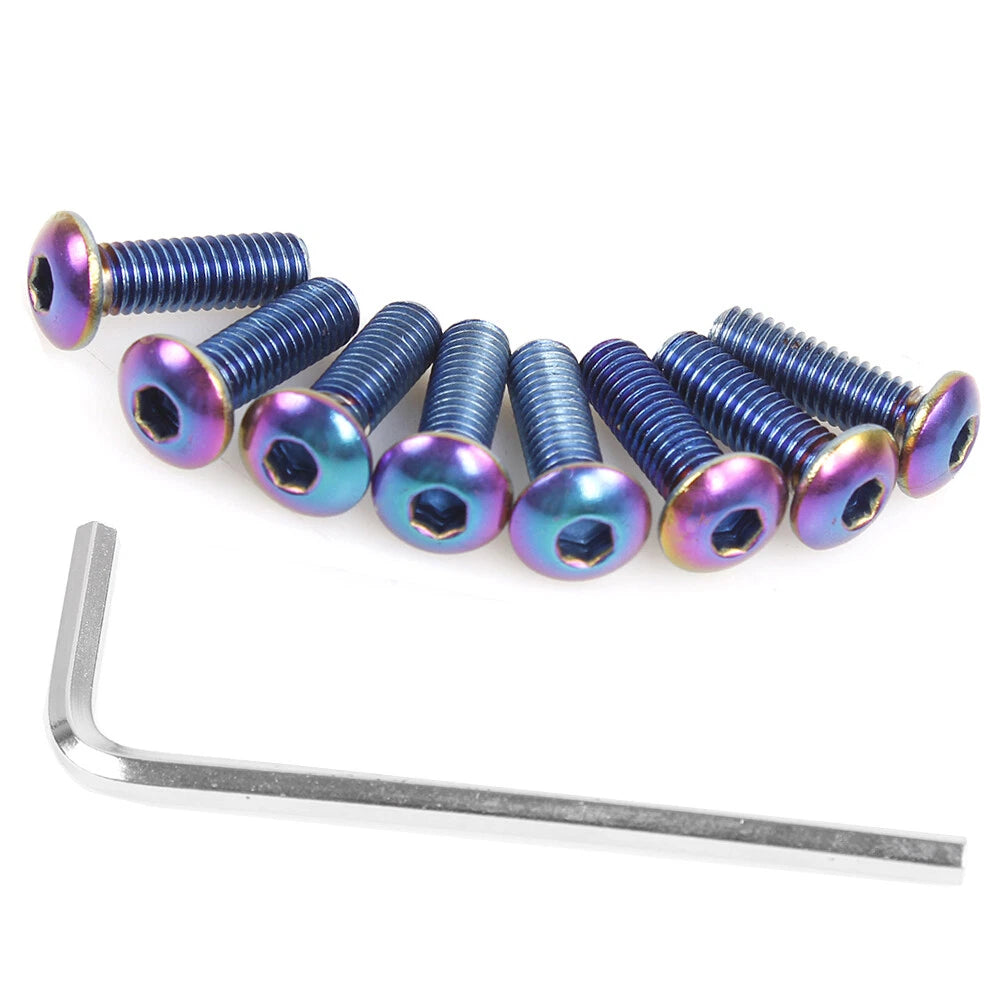 Set of 8 Neo Chrome Steering Wheel Bolts for Racing Cars