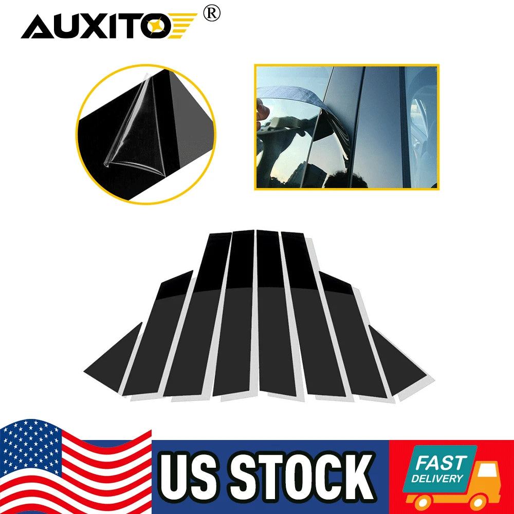 Set of 8 Glossy Black Pillar Posts for Nissan Altima (2013–2018)
