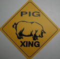 Caution Pig Crossing Sign for Man Cave Decor (Funny Farm Style)