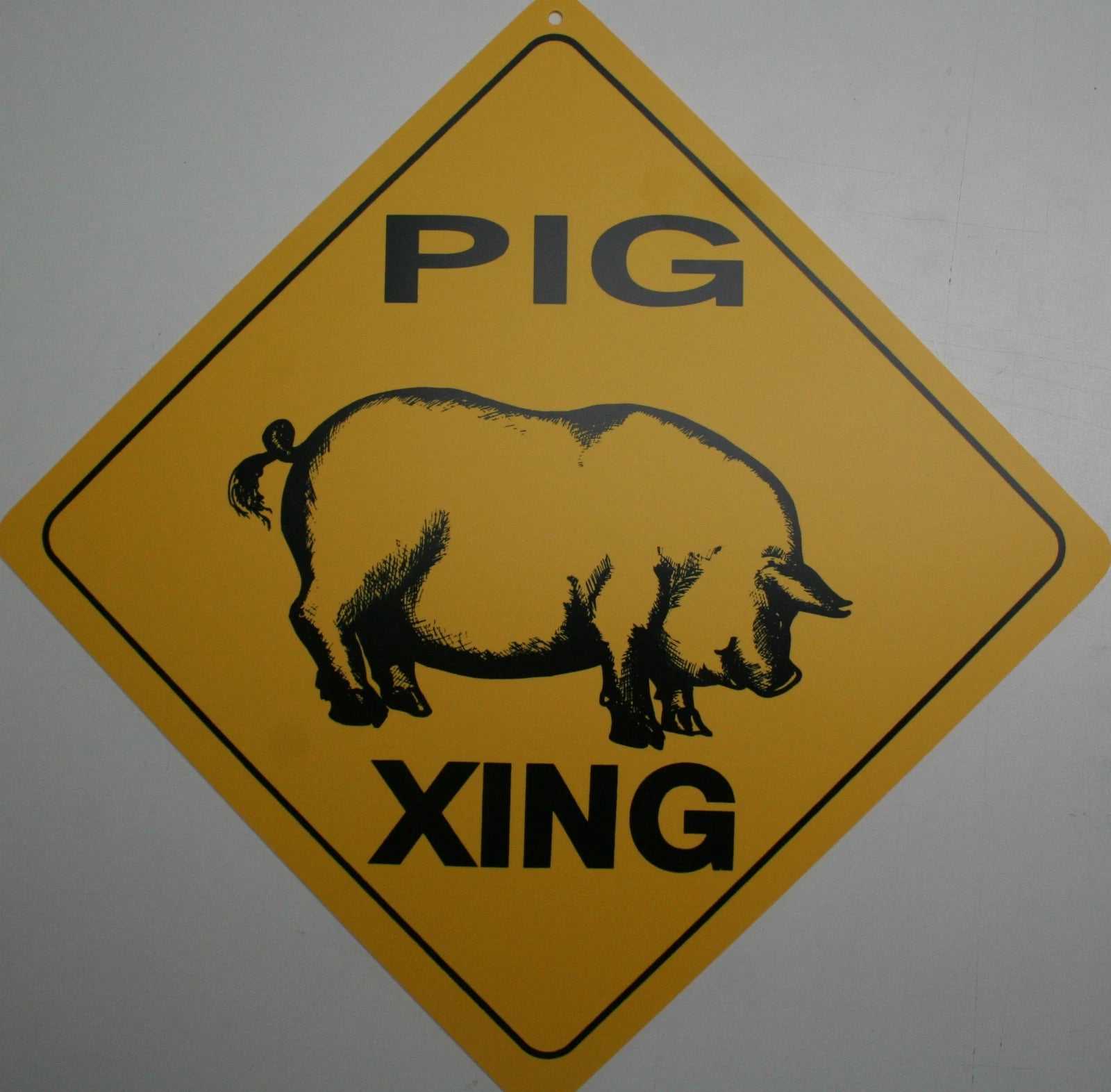 Caution Pig Crossing Sign for Man Cave Decor (Funny Farm Style)