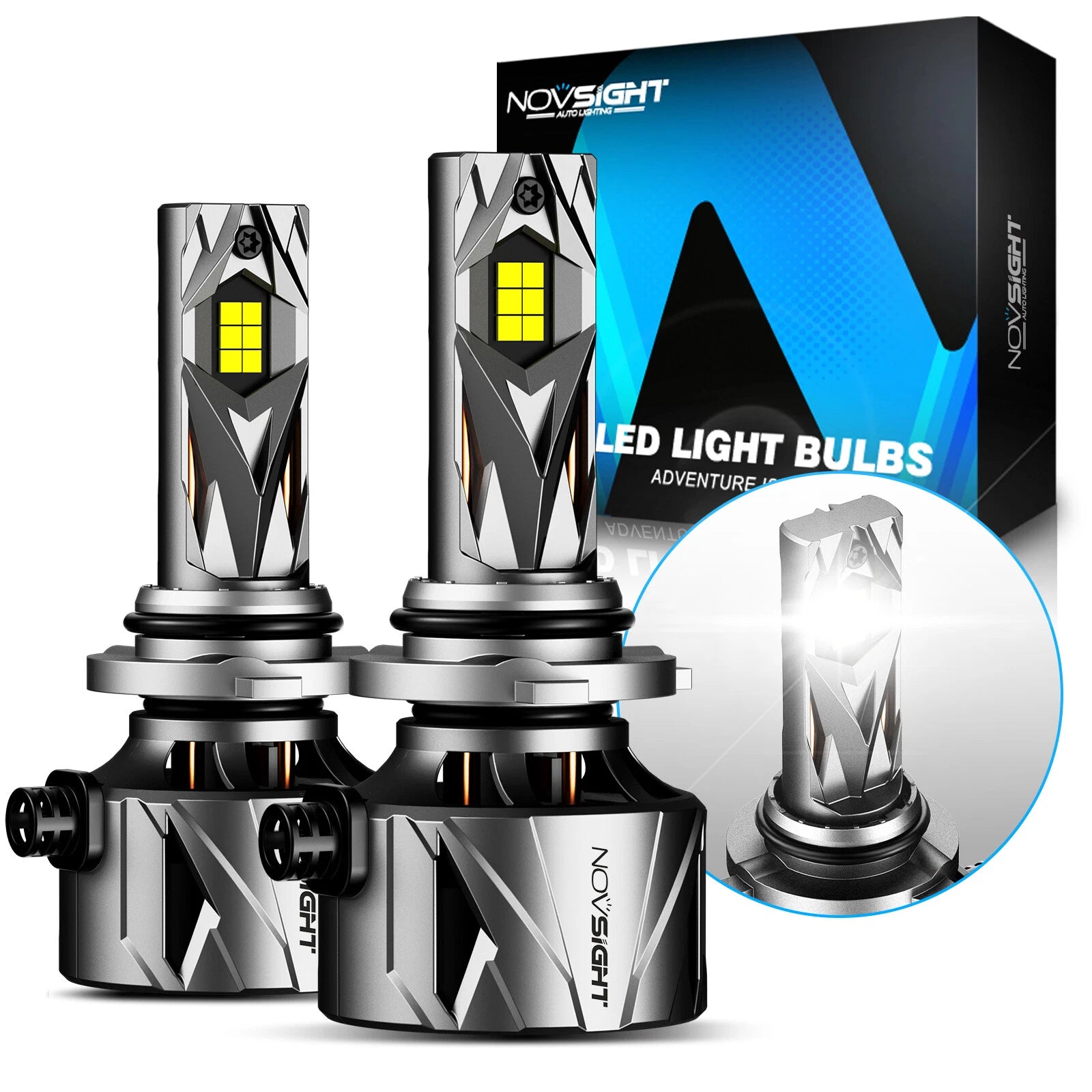 2X 9006 LED Headlight Bulbs for NOVSIGHT (60000LM, 6500K)