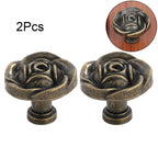 2X Antique Rose Flower Cabinet Drawer Pull Knob for Furniture