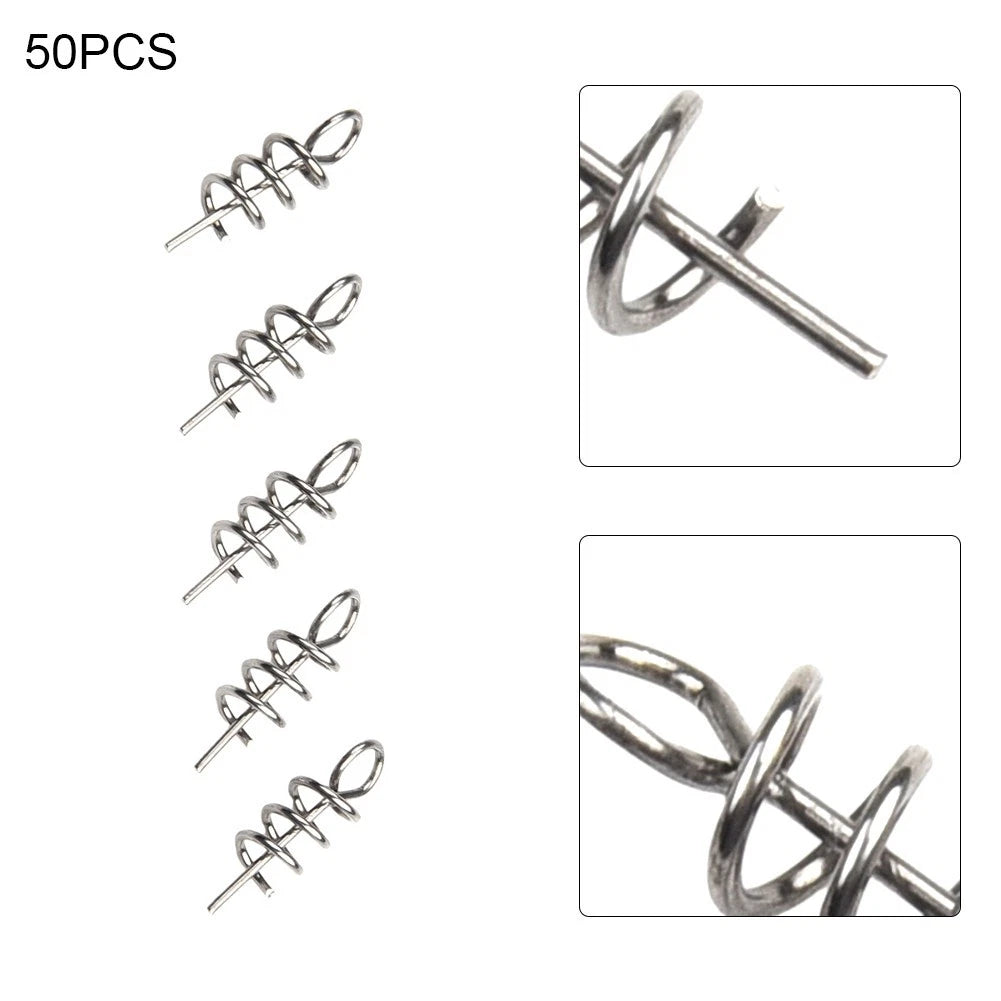 50pcs Lure Pogo Pins Spring Lock Pin Stainless Steel for Fishing Gear
