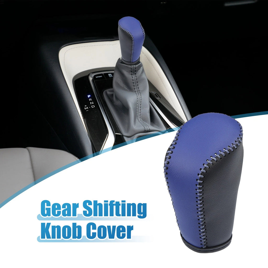 Gear Shifting Knob Cover for Mazda 3 (2011–2013) Black Faux Leather Blue Line