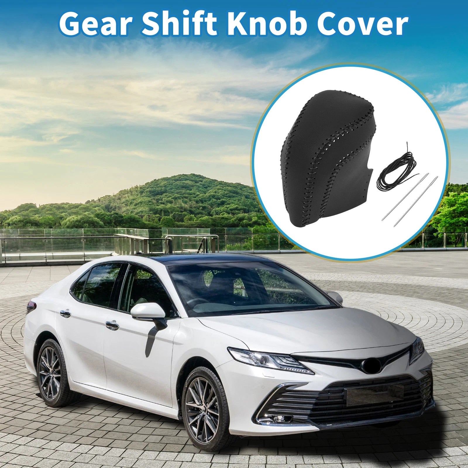 1 Pc Gear Shift Knob Cover for Toyota Camry (2018–2024) Black Faux Leather