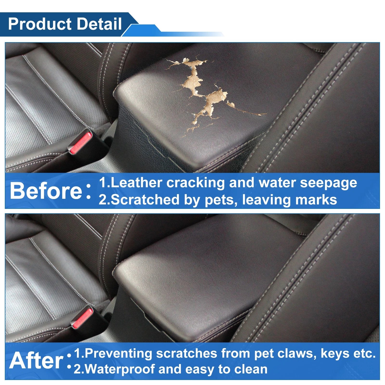 Armrest Cover for Audi Q5 FY (2017–2024) Anti-Scratch Black Red