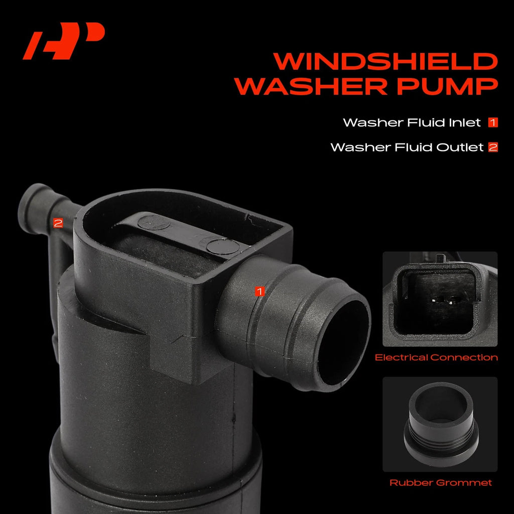 Windshield Washer Pump with Rubber Grommet for Nissan Navara D40 (2005–2015)