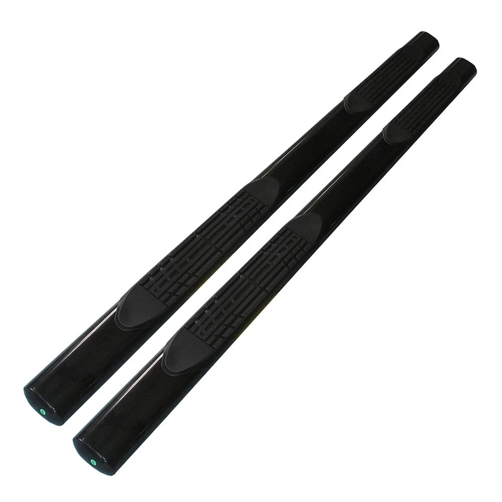 Black 4in Oval Straight w/2 Pads Step Nerf Bar for 15-19 Ford F-150/250/350 Ext