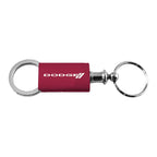 Stripe Logo on Burgundy Anodized Aluminum Valet Keychain for Dodge