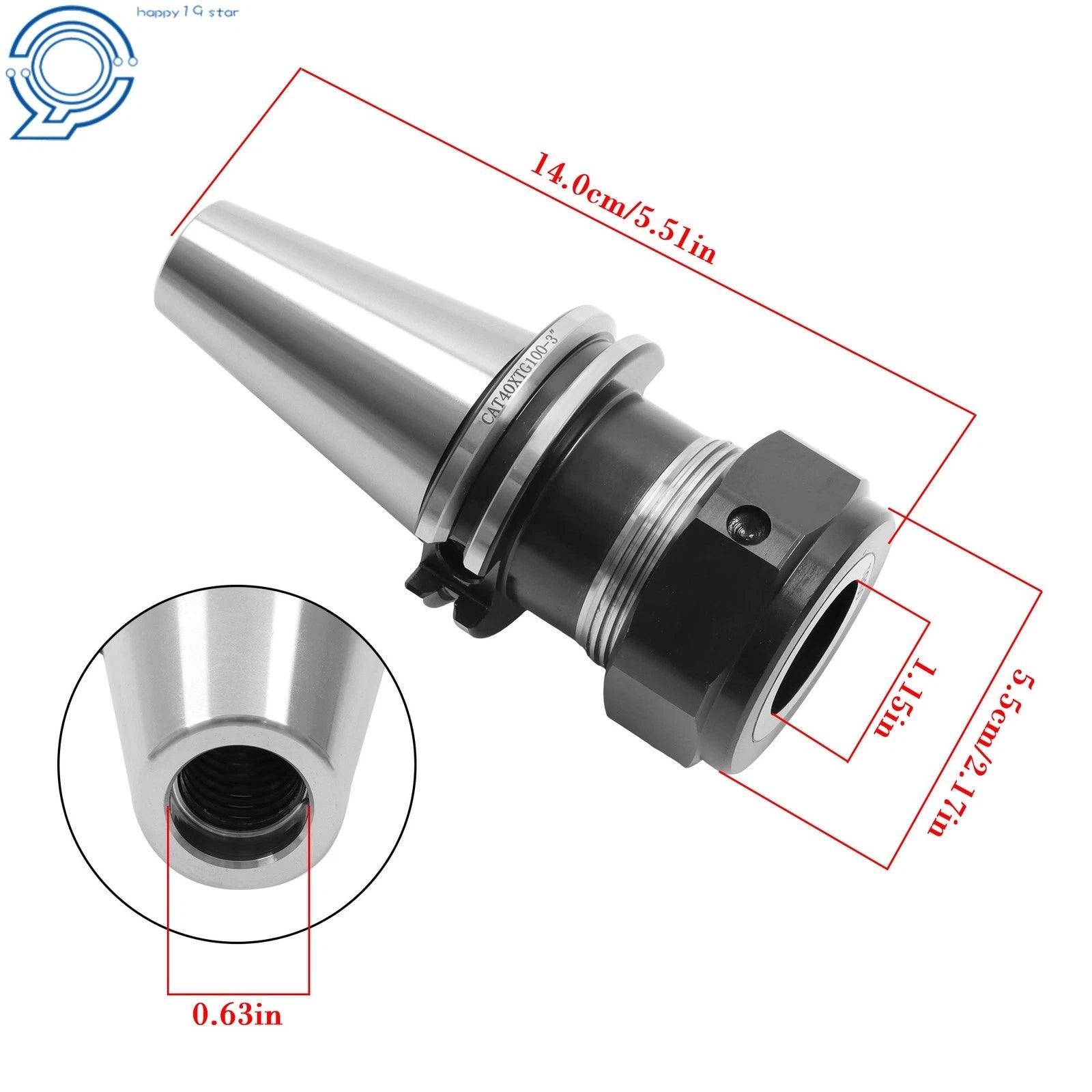 3pc CAT40 TG100 Collet Chuck Set for CNC Machines (0.0001" Runout)