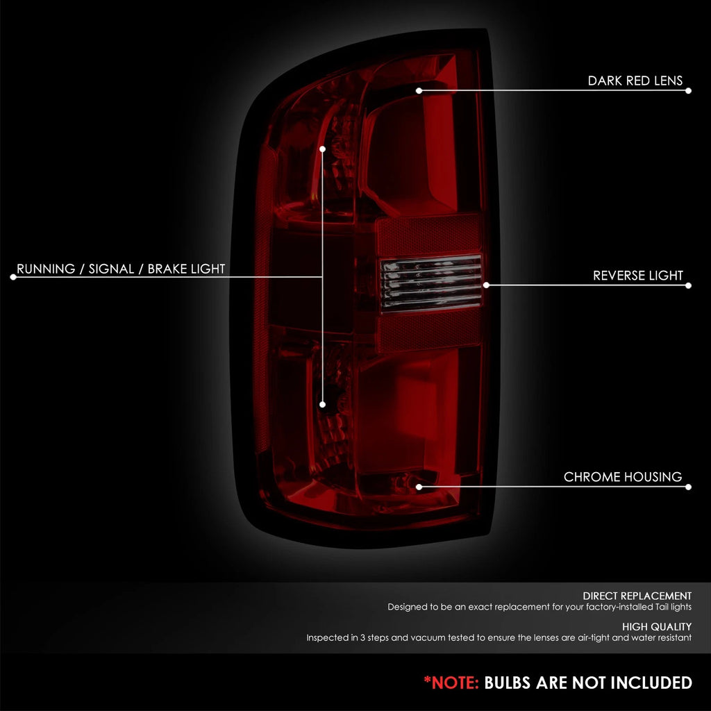 Set of 2 Tail Brake Lights for Chevy Colorado (2015–2022) Chrome Housing Dark Red Lens