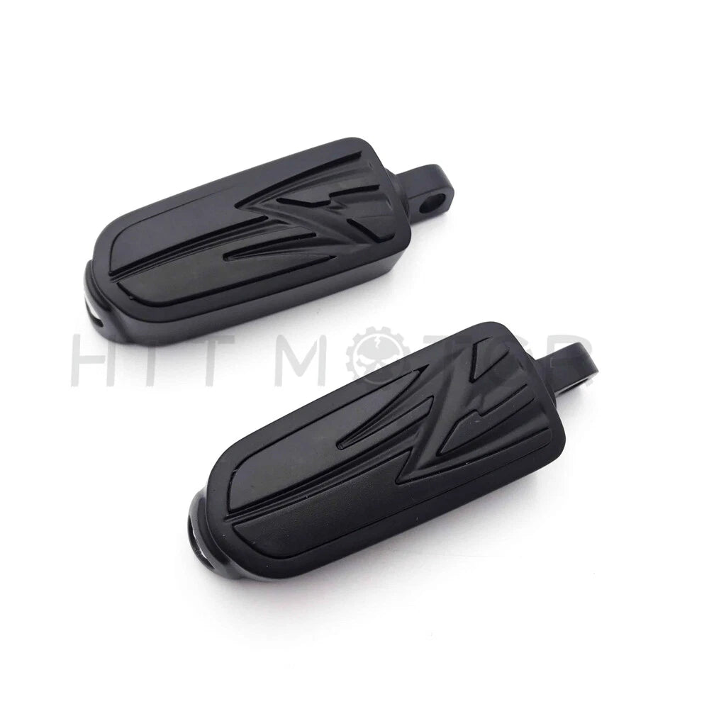 Black Lightning Flash Foot Rest Pegs for Harley Touring Softail Dyna (2014–2023)