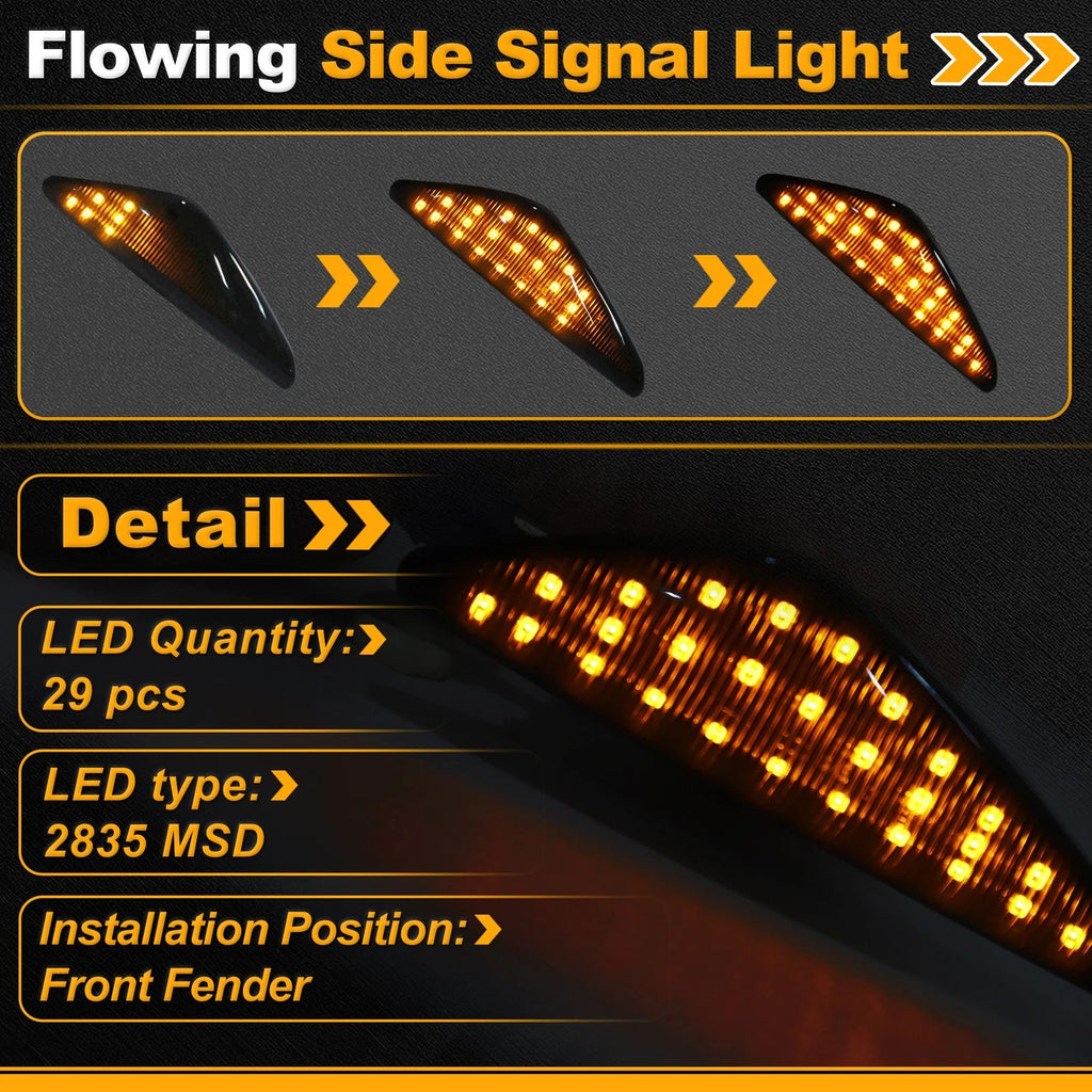 Set of 2 Side Marker Fender Lights 63237271008 for BMW X3 F25 (2011–2017) Smokey Lens