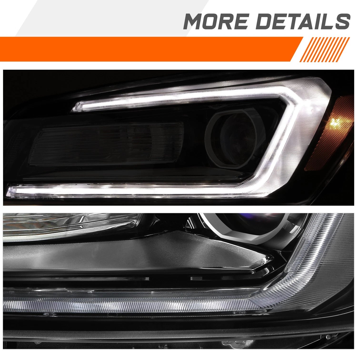 Left Side Black Amber LED DRL Projector Headlight for GMC Acadia (2013–2016)