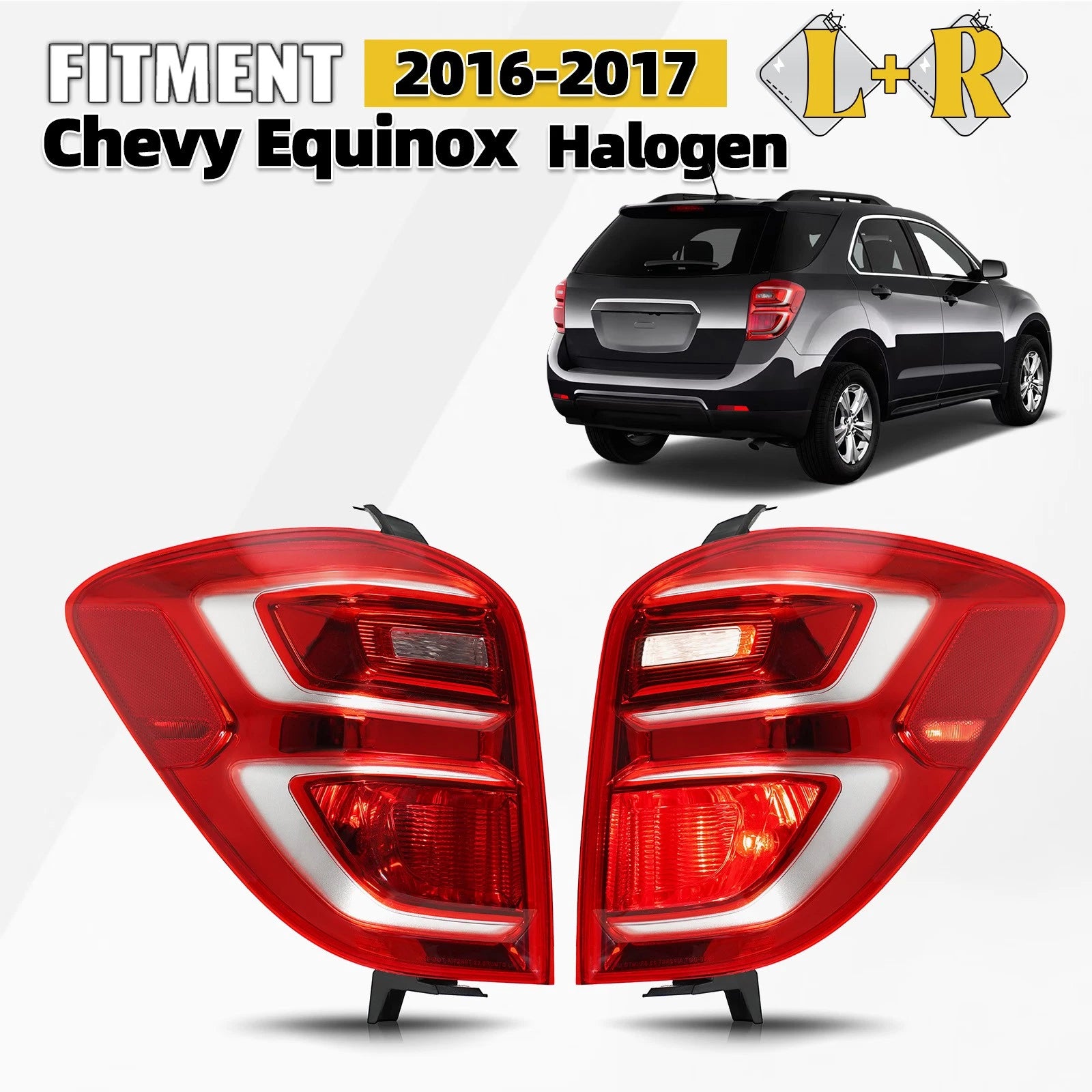 Set of 2 Halogen Tail Light Brake Lamps for Chevy Equinox (2016–2017)
