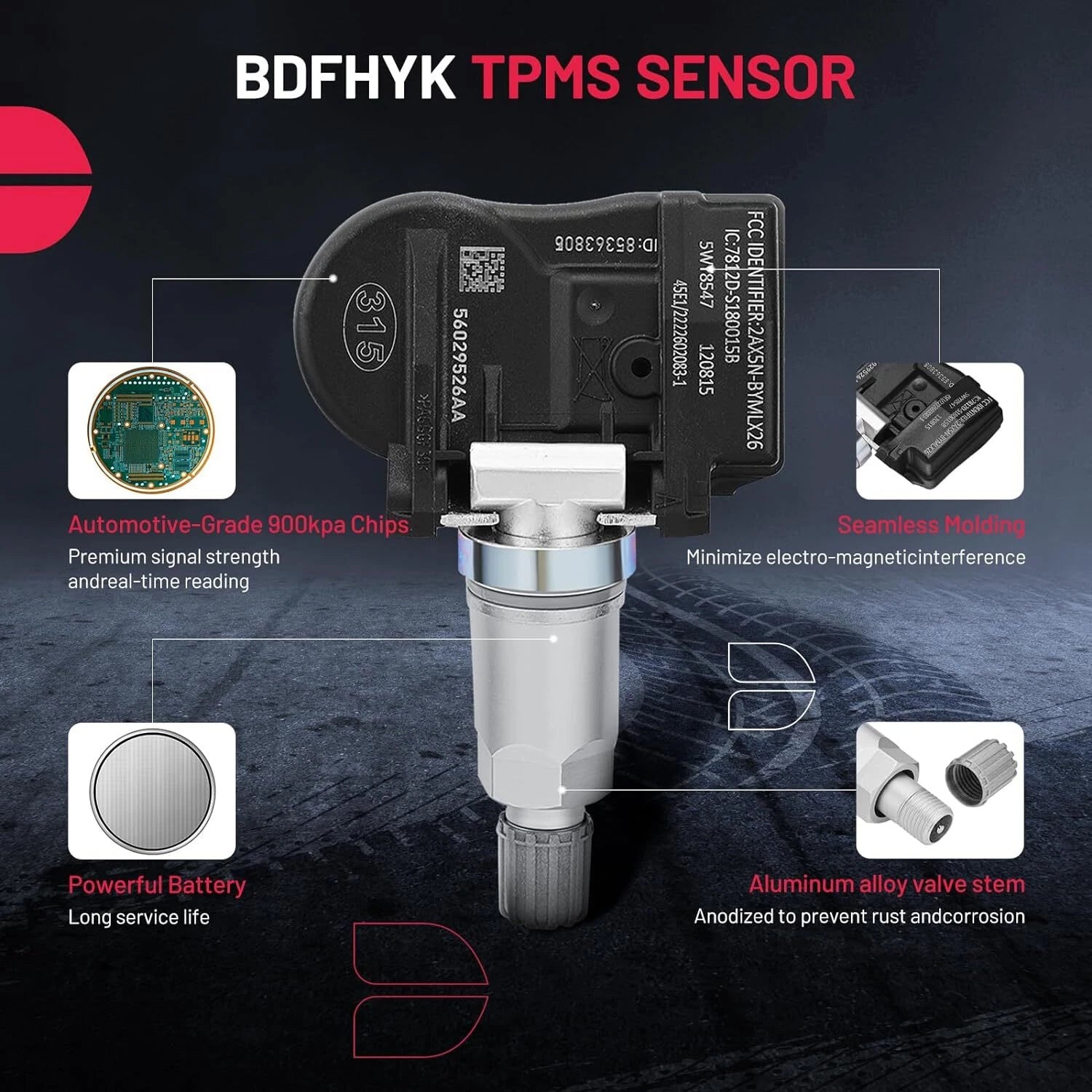 Set of 4 Tire Pressure Sensors for Chrysler Dodge Jeep (2010–2023)