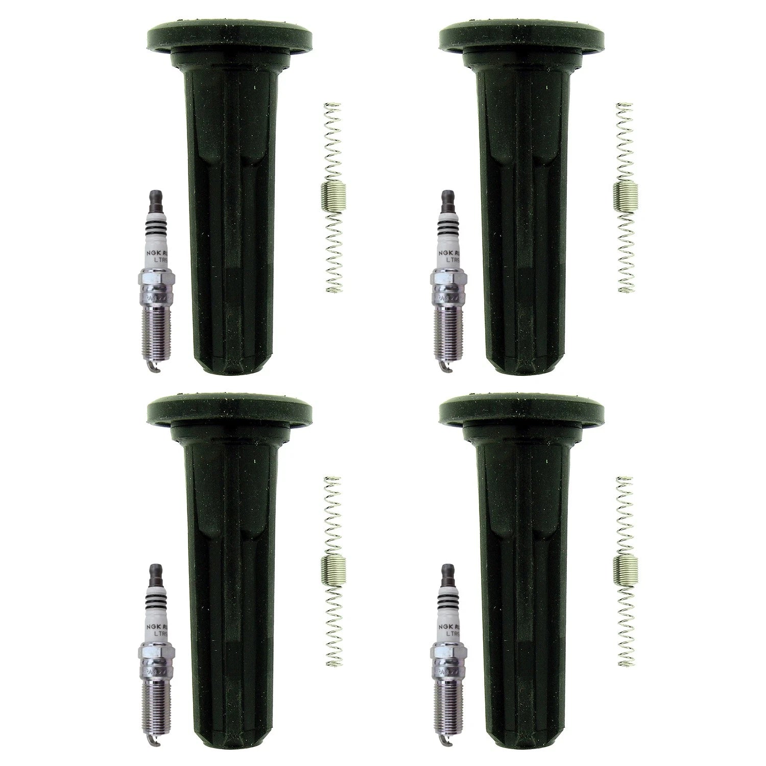 Set of 4 NGK Ruthenium HX Spark Plugs & Coil Boots for Canyon Colorado (2004–2012)