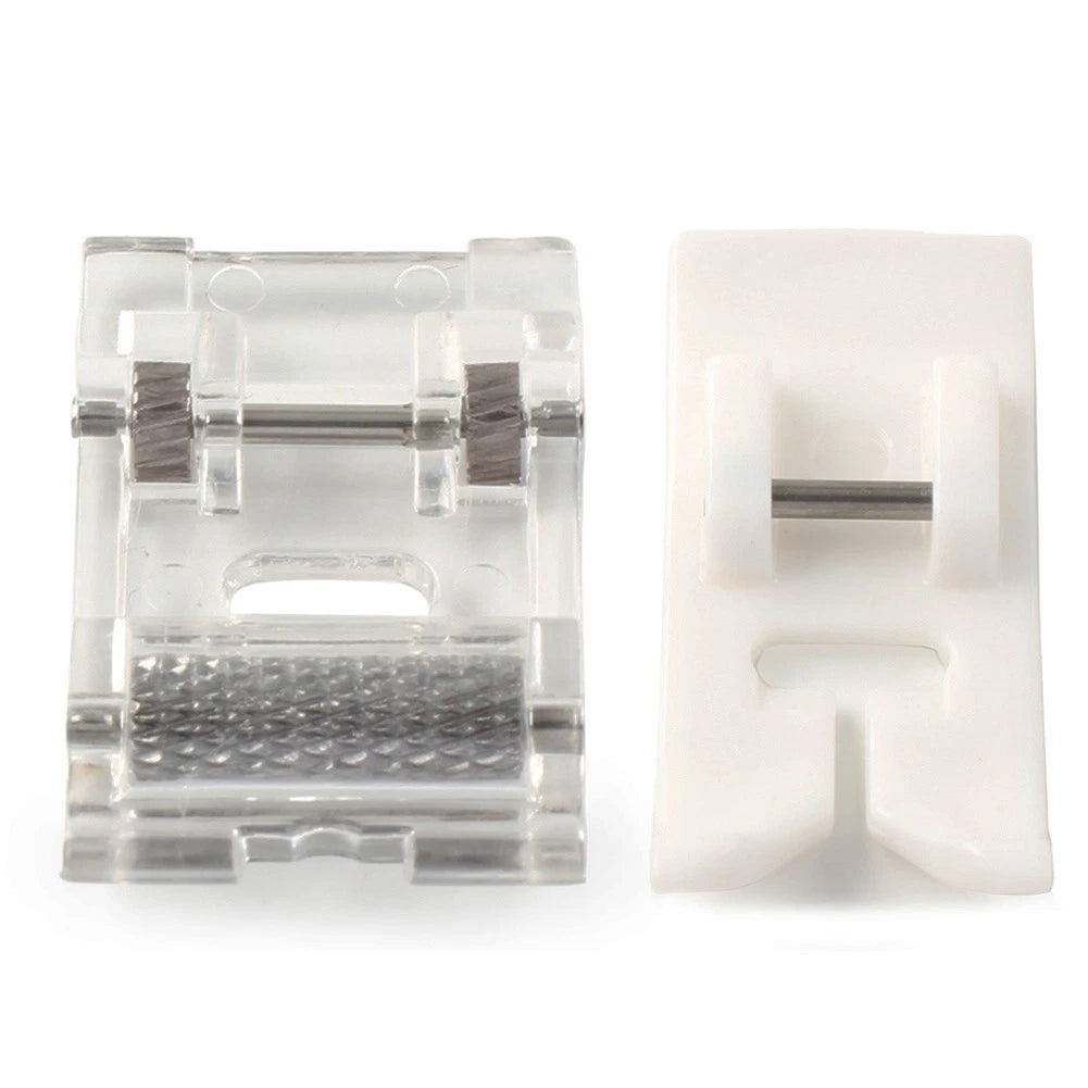 2 Pcs Roller Presser Foot & Non-Stick Zigzag Foot for Brother Singer