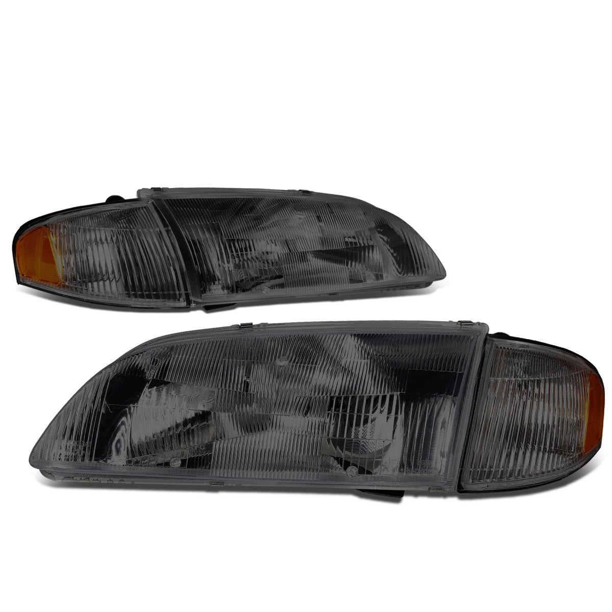 Set of 4 Smoked Headlights & Amber Corner Signal Lamps for Mazda 626 (1998–1999)