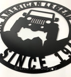Black Metal Jeep American Legend Since 1941 Off Road Emblem Sign (14 in)