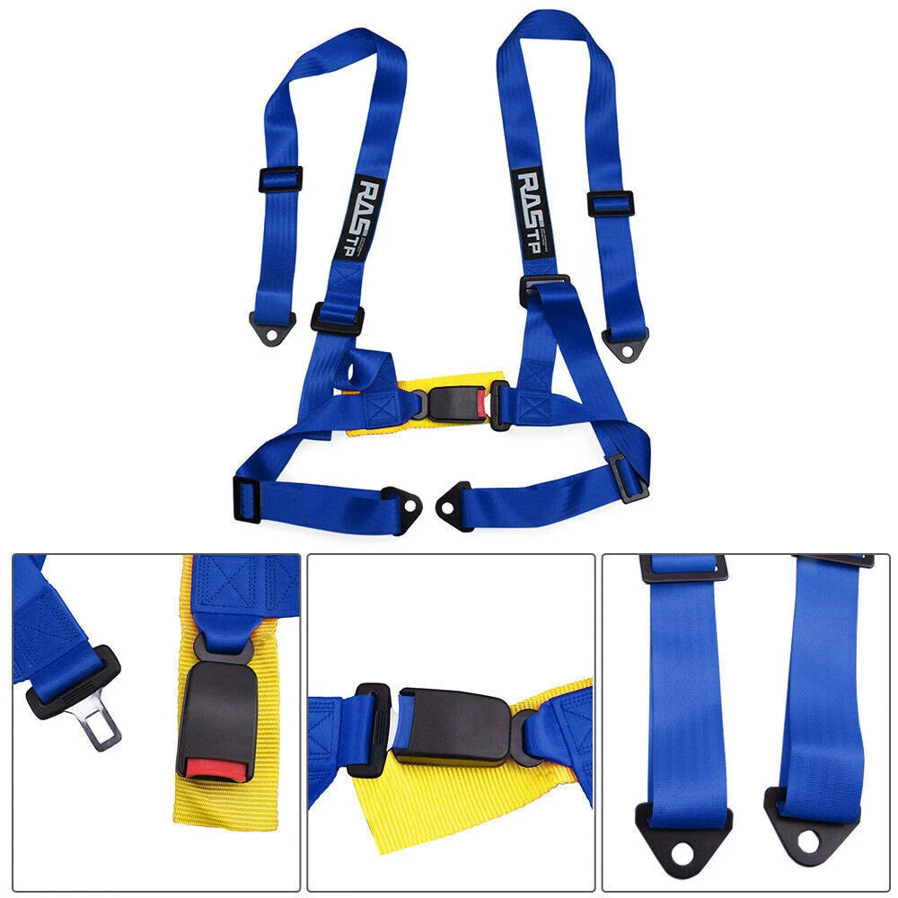 2" 4-Point Adjustable Racing Seat Belt Harness for Universal Fit