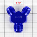 2X 12-AN Male Flare Y-Block Splitter Adapter - 10-AN Blue Anodize Fitting