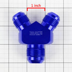 2X 12-AN Male Flare Y-Block Splitter Adapter - 10-AN Blue Anodize Fitting
