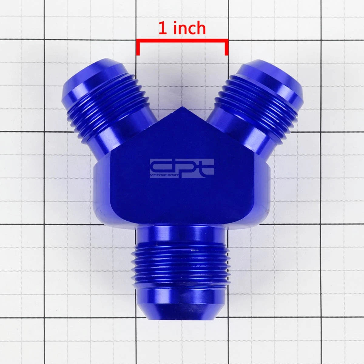 2X 12-AN Male Flare Y-Block Splitter Adapter - 10-AN Blue Anodize Fitting