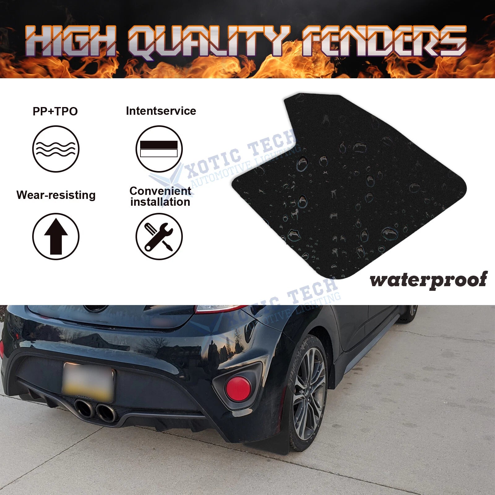Black Mud Flaps Splash Guards for Honda Civic & Accord (2010-2020)