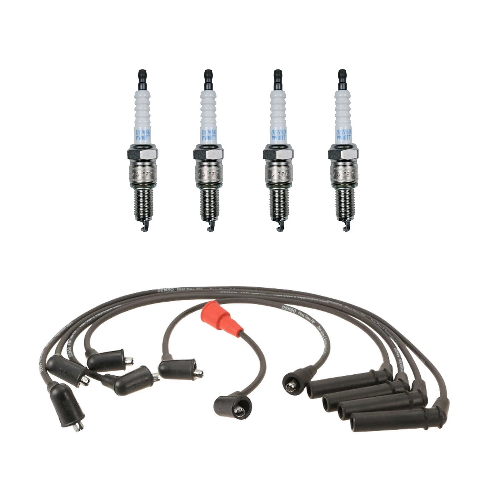 Denso 7mm Wire Set & 4 PlatinumTT Spark Plugs for Dodge Eagle Plymouth L4