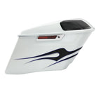4" Saddlebag for Harley Touring (2014–Present) White Amethyst Black Licorice Flames