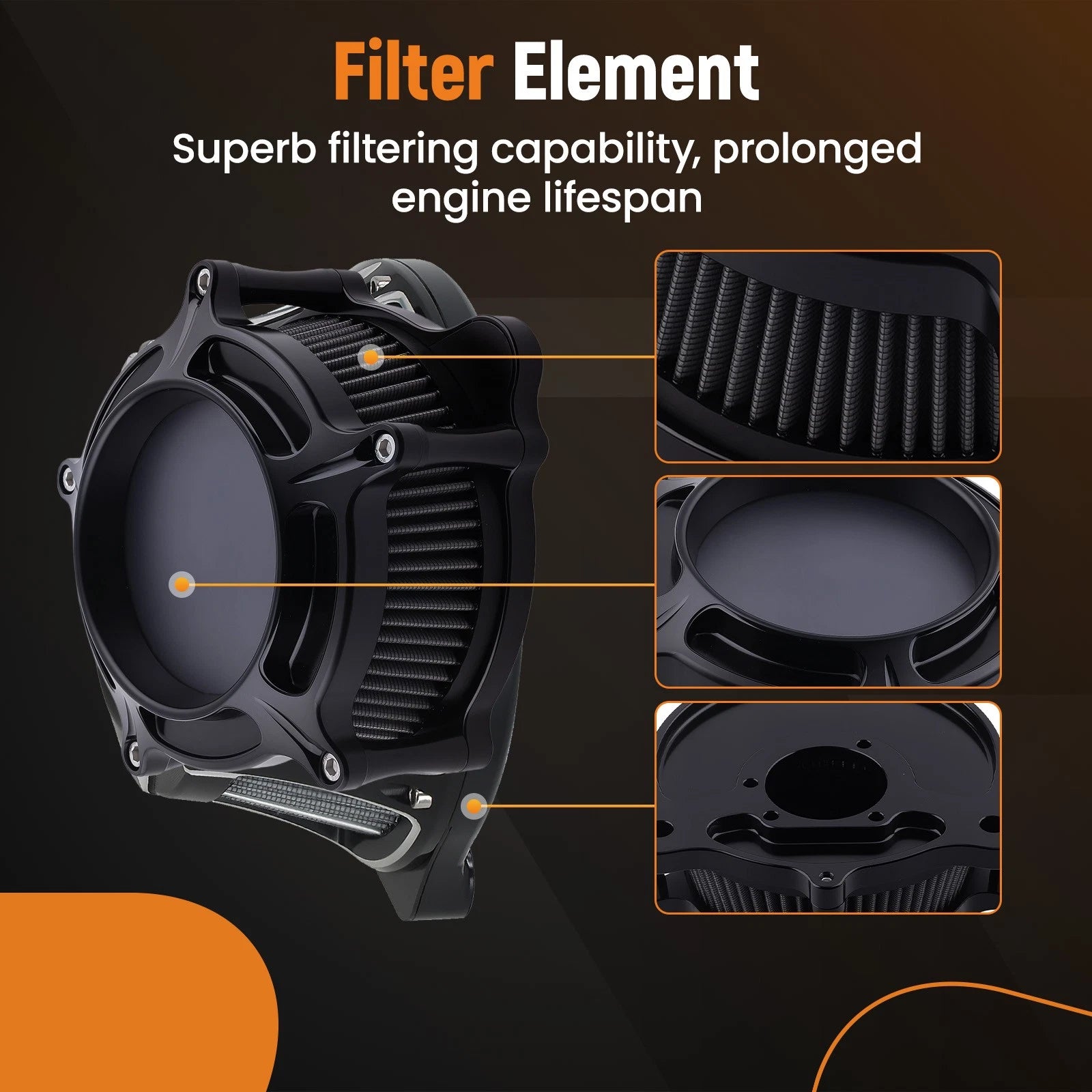 Black Air Cleaner Kit for Harley Touring & Dyna & Softail (2000–2007)